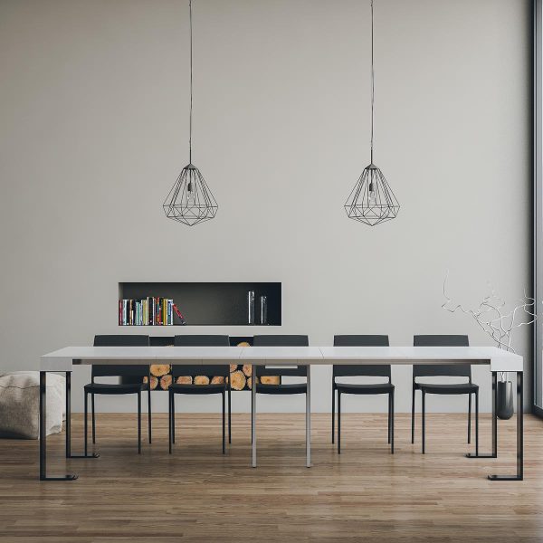 Consolle Tecno Bianco Frassino telaio Antracite - immagine 4