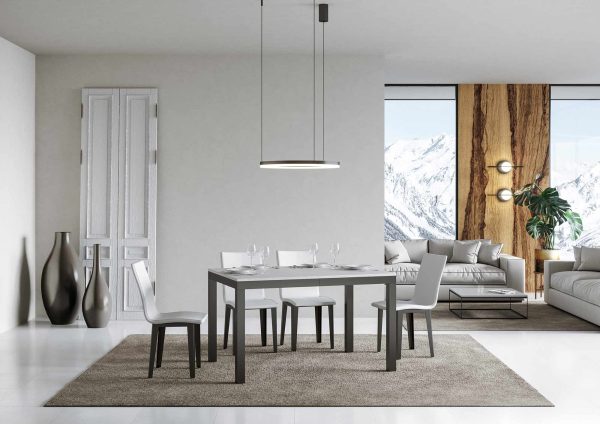 Tavolo everyday Evolution piano Bianco Frassino 90x120 Allungato 380 telaio Antracite - immagine 2