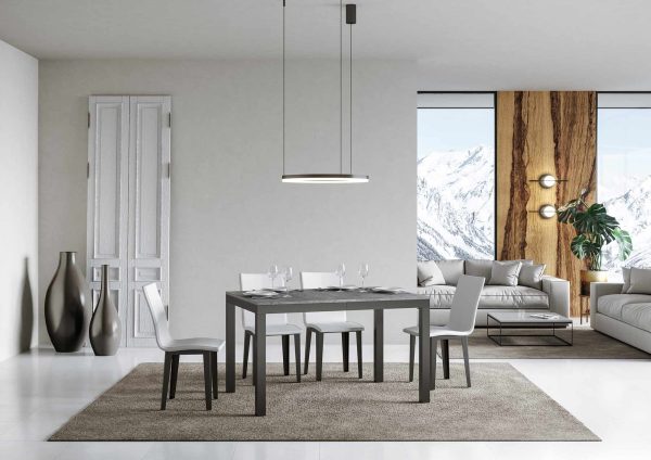 Tavolo everyday Evolution piano Cemento 90x120 Allungato 380 telaio Antracite - immagine 2
