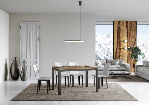 Tavolo everyday Evolution piano Quercia Natura 90x120 Allungato 380 telaio Antracite - immagine 2