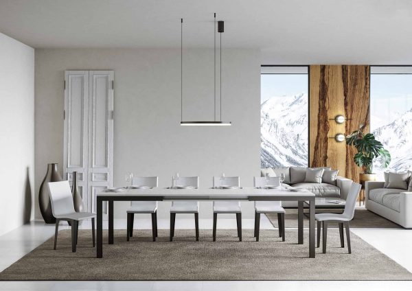 Tavolo everyday Evolution piano Bianco Frassino 90x160 Allungato 420 telaio Antracite - immagine 3