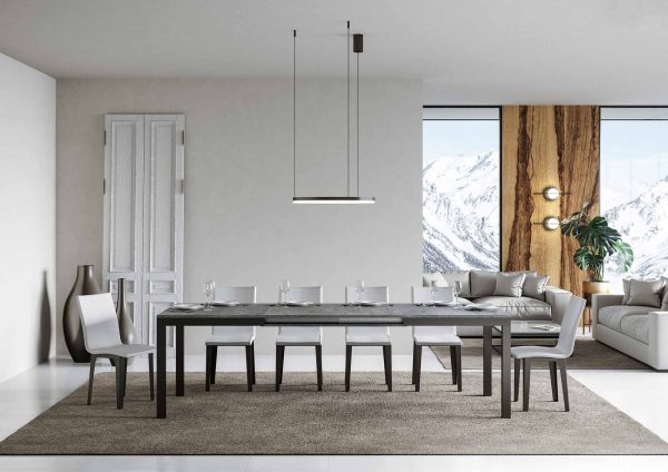 Tavolo everyday Evolution piano Cemento 90x180 Allungato 440 telaio Antracite - immagine 3