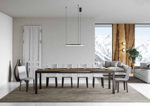 Tavolo everyday Evolution piano Noce 90x180 Allungato 440 telaio Antracite - immagine 3