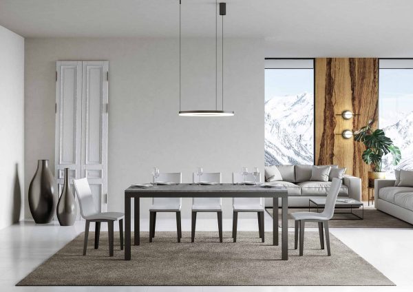 Tavolo everyday Evolution piano Cemento 90x180 Allungato 440 telaio Antracite - immagine 2