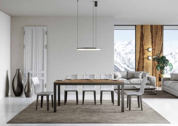 Tavolo everyday Evolution piano Quercia Natura 90x160 Allungato 264 telaio Antracite - immagine 2