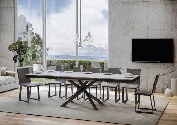 Tavolo Famas Evolution piano Bianco Frassino 90x160 Allungato 420 telaio Antracite - immagine 3