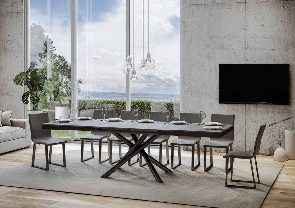 Tavolo Famas Evolution piano Cemento 90x180 Allungato 440 telaio Antracite - immagine 3
