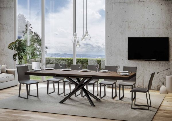 Tavolo Famas Evolution piano Noce 90x180 Allungato 284 telaio Antracite - immagine 3