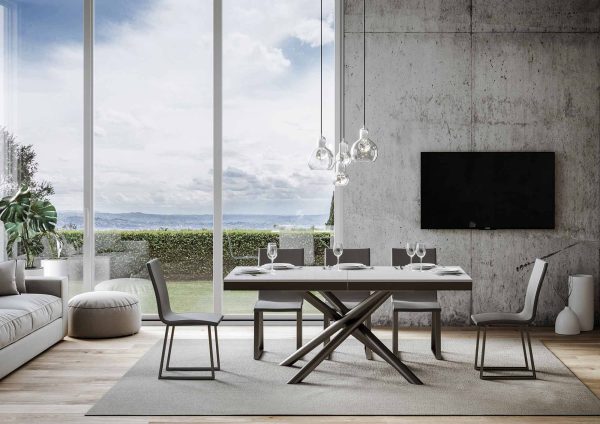 Tavolo Famas Evolution piano Bianco Frassino 90x160 Allungato 420 telaio Antracite - immagine 2