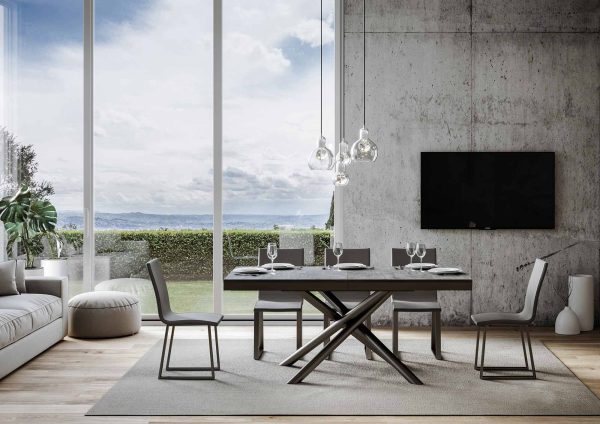Tavolo Famas Evolution piano Cemento 90x180 Allungato 440 telaio Antracite - immagine 2