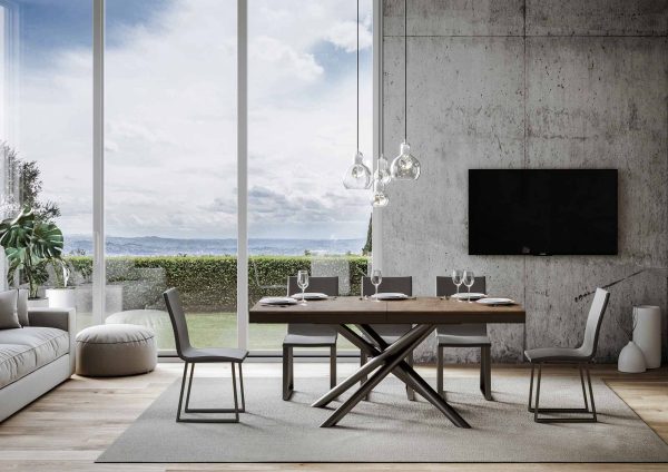 Tavolo Famas Evolution piano Noce 90x180 Allungato 284 telaio Antracite - immagine 2