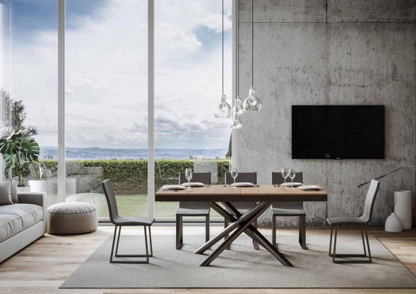 Tavolo Famas Evolution piano Quercia Natura 90x160 Allungato 264 telaio Antracite - immagine 2