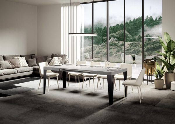 Tavolo allungabile 90x140/400 cm Flame bianco frassino telaio Antracite - immagine 3