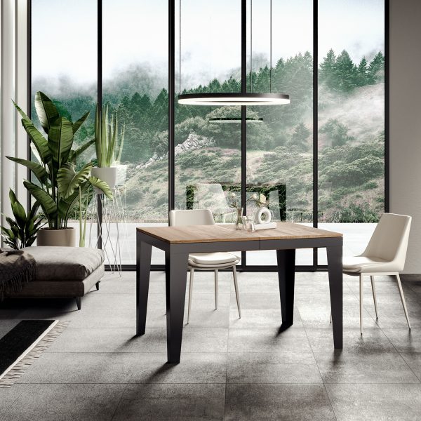 Tavolo Flame Evolution piano Quercia Natura 90x120 Allungato 380 telaio Antracite - immagine 2