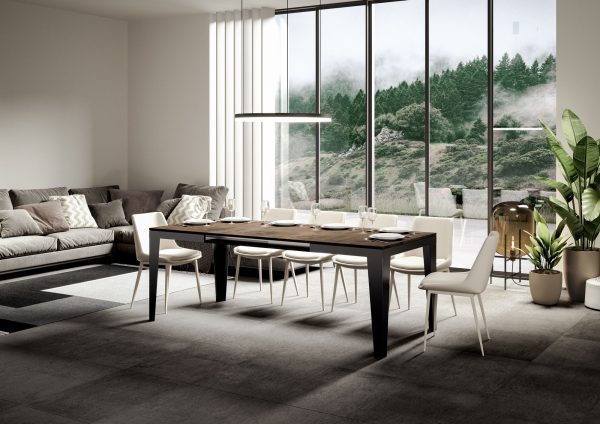 Tavolo Flame Evolution piano Noce 90x120 telaio Allungato 224 Antracite - immagine 3