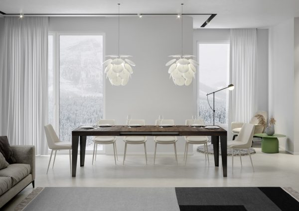 Tavolo Flame Allungabile piano Noce 90x180 Allungato 440 telaio Antracite - immagine 2