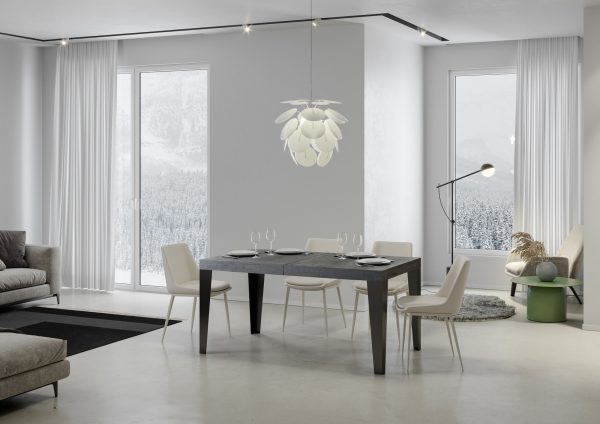 Tavolo Flame Allungabile piano Cemento 90x160 Allungato 264 telaio Antracite - immagine 2