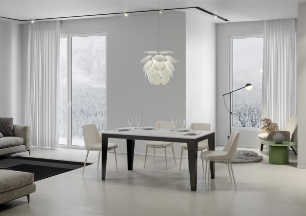 Tavolo Flame Evolution piano Bianco Frassino 90x180Allungato 440 telaio Antracite - immagine 2