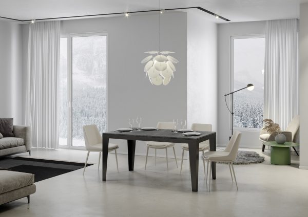 Tavolo Flame Evolution piano Cemento 90x120 Allungato 224 telaio Antracite - immagine 2