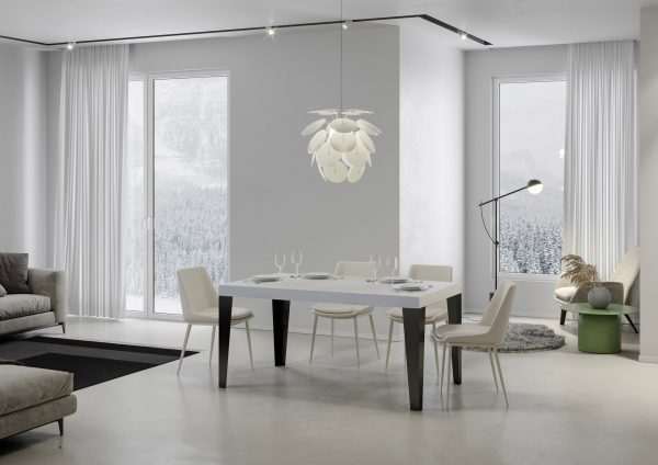 Tavolo allungabile 90x120/380 cm Flame Premium bianco frassino gambe antracite - immagine 2
