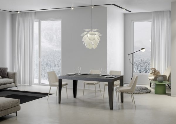 Tavolo allungabile 90x130/234 cm Flame Premium Cemento telaio Antracite - immagine 2