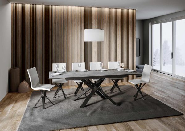 Tavolo Ganty piano Cemento bordo Antracite 90x160 + 60 telaio Antracite - immagine 3
