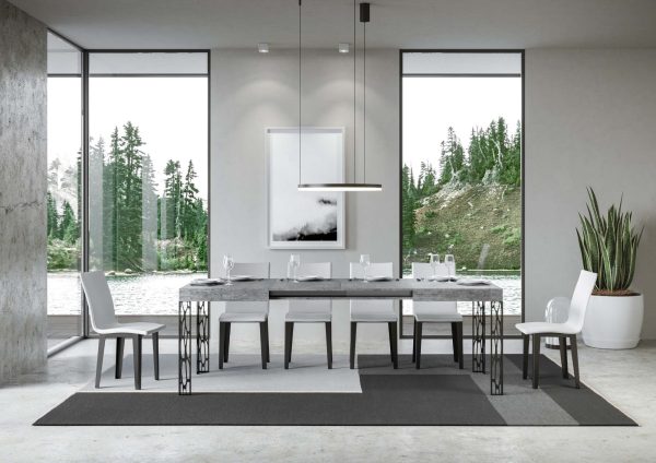 Tavolo Ghibli Allungabile piano Cemento 90x130 Allungato 234 telaio Antracite - immagine 3