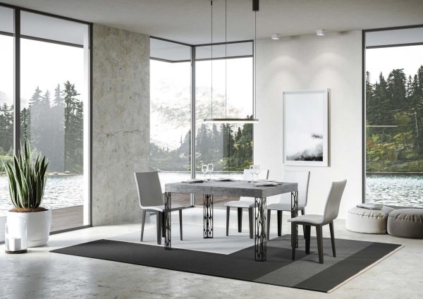 Tavolo Ghibli Allungabile piano Cemento 90x130 Allungato 234 telaio Antracite - immagine 2