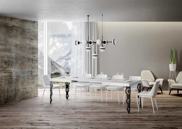 Tavolo Karamay Allungabile piano Bianco Frassino 90x160 Allungato 264 telaio Antracite - immagine 3
