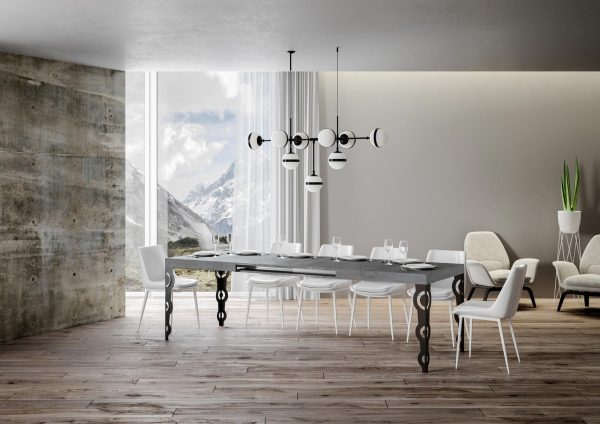 Tavolo Karamay Allungabile piano Cemento 90x130 Allungato 234 telaio Antracite - immagine 3