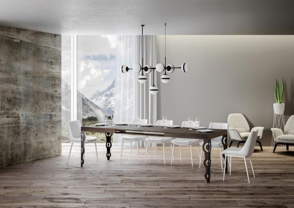 Tavolo Karamay Allungabile piano Noce 90x130 telaio Allungato 234 Antracite - immagine 3