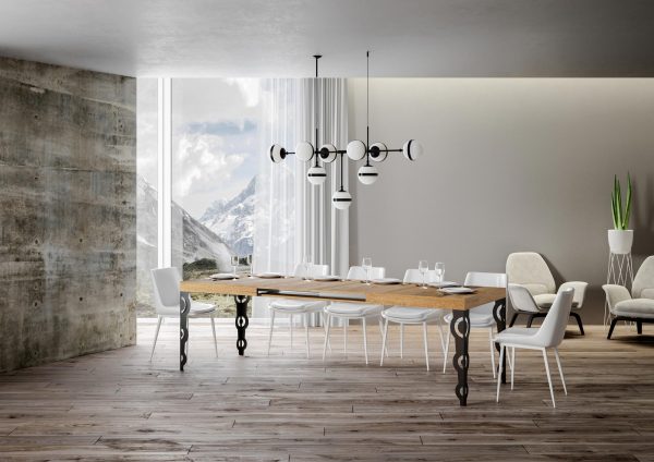 Tavolo Karamay Allungabile piano Quercia Natura 90x160 Allungato 264 telaio Antracite - immagine 3