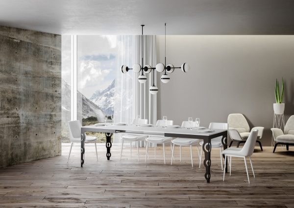 Tavolo Karamay Evolution piano Bianco Frassino 90x180Allungato 440 telaio Antracite - immagine 3