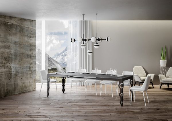 Tavolo Karamay Evolution piano Cemento 90x160 Allungato 420 telaio Antracite - immagine 3