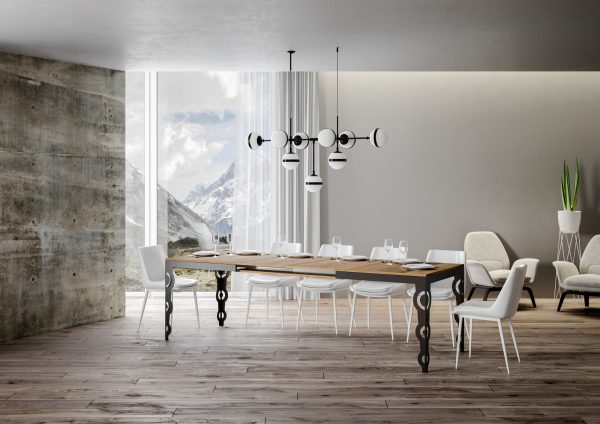 Tavolo Karamay Evolution piano Quercia Natura 90x180 Allungato 284 telaio Antracite - immagine 3