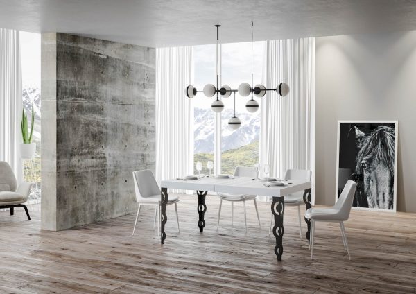 Tavolo Karamay Allungabile piano Bianco Frassino 90x160 Allungato 264 telaio Antracite - immagine 2