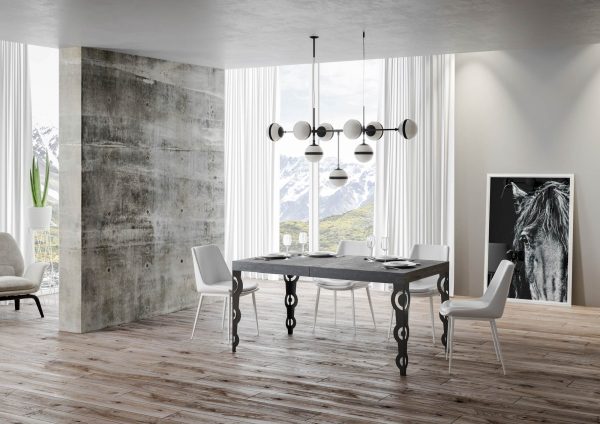 Tavolo Karamay Allungabile piano Cemento 90x130 Allungato 234 telaio Antracite - immagine 2