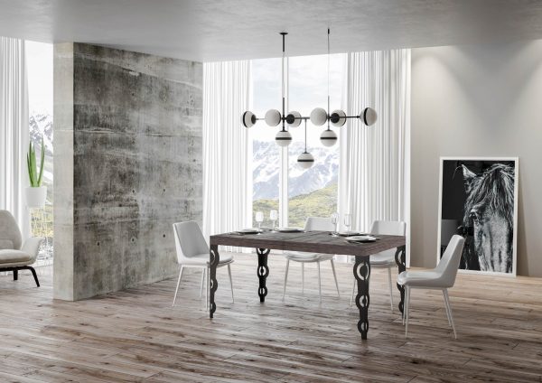 Tavolo Karamay Allungabile piano Noce 90x130 telaio Allungato 234 Antracite - immagine 2