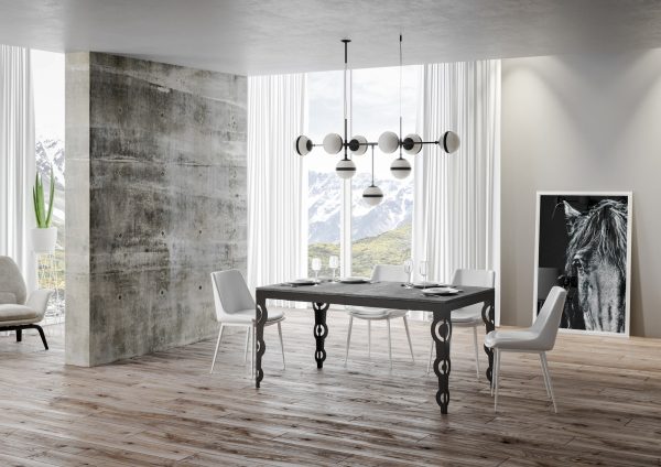 Tavolo Karamay Evolution piano Cemento 90x160 Allungato 420 telaio Antracite - immagine 2