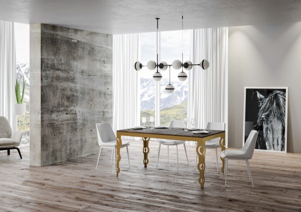 Tavolo Karamay Evolution piano Noce 90x160 Allungato 264 telaio oro