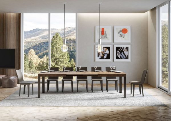 Tavolo Linea Allungabile piano Noce 90x160 Allungato 264 telaio Antracite - immagine 3