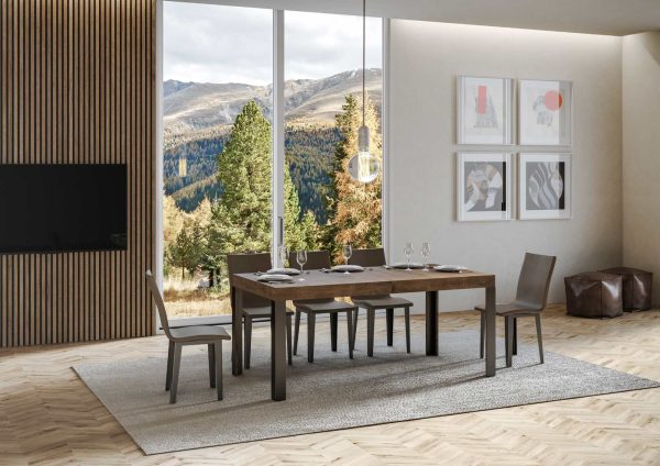 Tavolo Linea Allungabile piano Noce 90x160 Allungato 264 telaio Antracite - immagine 2
