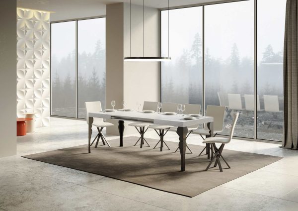 Tavolo Paxon Allungabile piano Bianco Frassino 90x130 Allungato 390 telaio Antracite - immagine 3