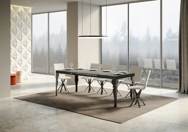 Tavolo Paxon Allungabile piano Cemento 90x180 Allungato 440 telaio Antracite - immagine 3