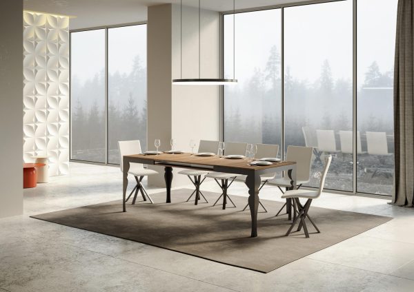 Tavolo Paxon Evolution piano Quercia Natura 90x160 Allungato 264 telaio Antracite - immagine 3