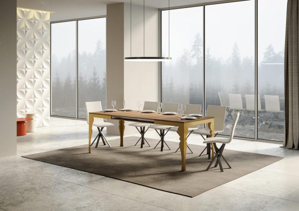 Tavolo Paxon Evolution piano Quercia Natura 90x120 Allungato 224 telaio oro