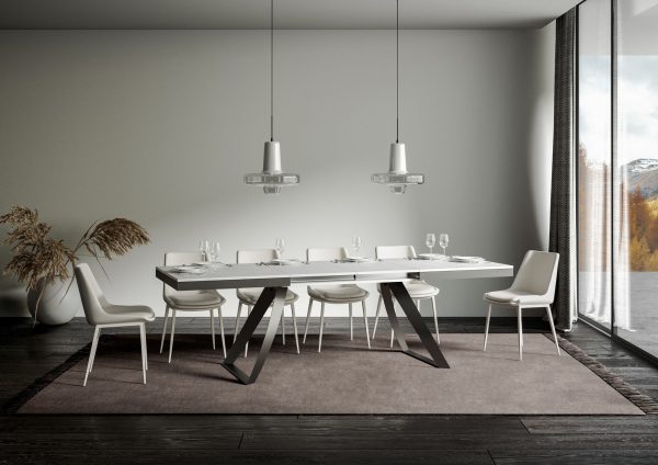 Tavolo Proxy Evolution piano Bianco Frassino 90x180Allungato 440 telaio Antracite - immagine 3