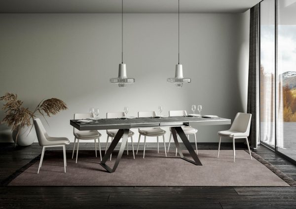 Tavolo Proxy Evolution piano Cemento 90x160 Allungato 420 telaio Antracite - immagine 3