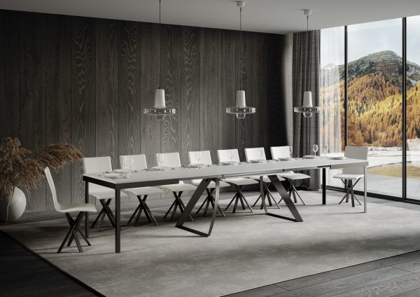 Tavolo Proxy Evolution piano Bianco Frassino 90x180Allungato 440 telaio Antracite - immagine 4