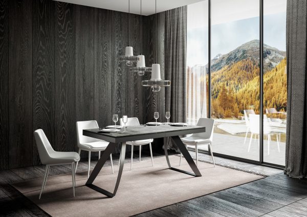 Tavolo Proxy Evolution piano Cemento 90x160 Allungato 420 telaio Antracite - immagine 2